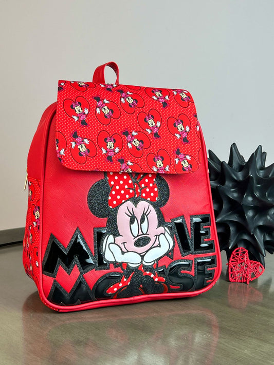 MOCHILA PERSONAJE MINNIE ROJO-NEGRO