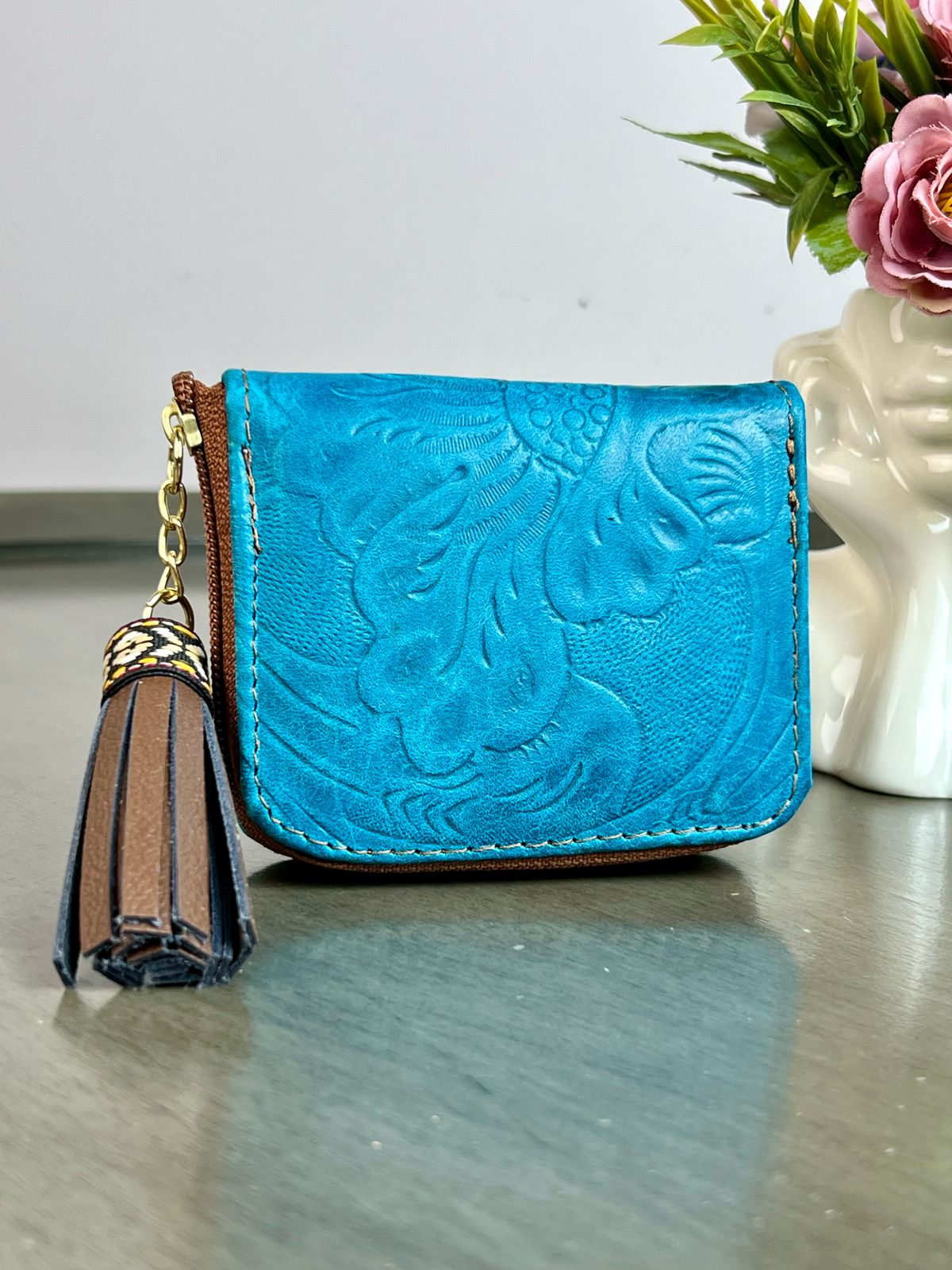 MONEDERO PIEL AZUL OCEANO