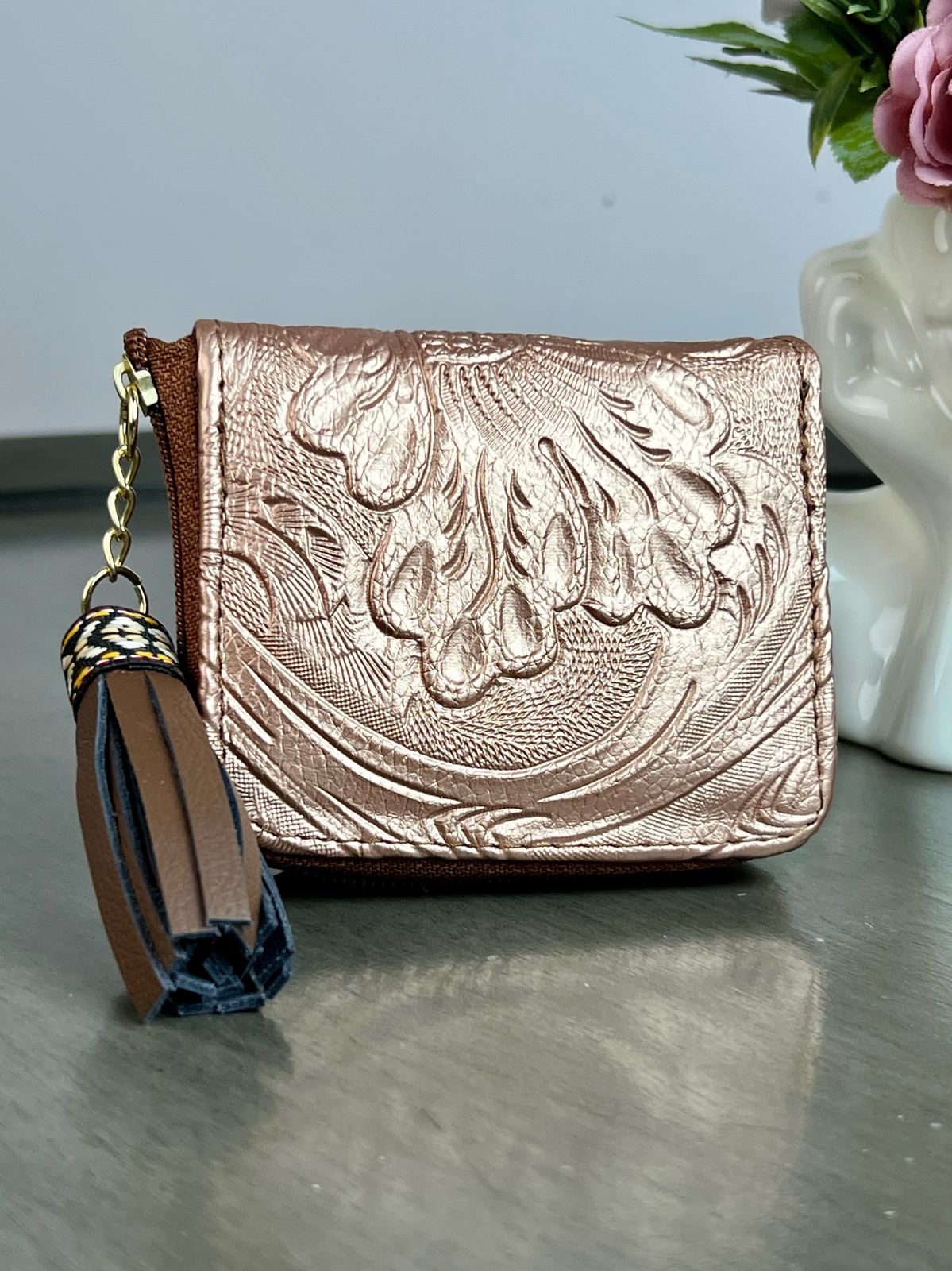 MONEDERO PIEL COBRE
