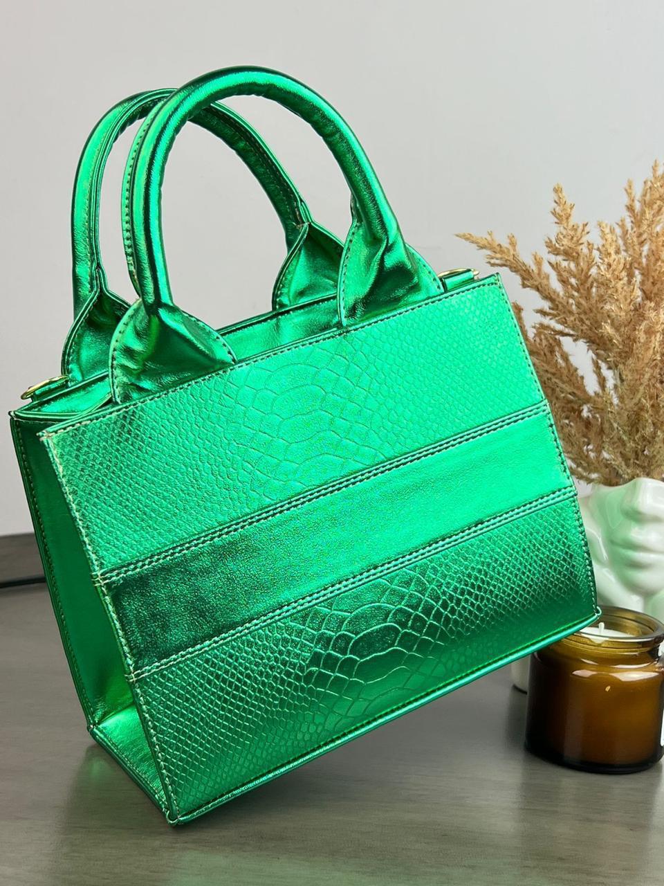 TOTE CLASICA MINI VERDE ESMERALDA METALICO