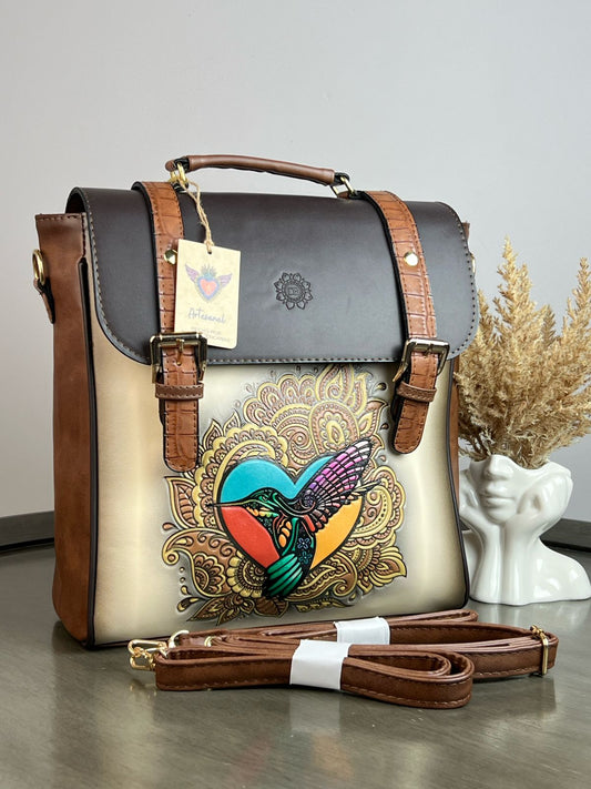DB MOCHILA HEBILLAS COLIBRI HUESO/CHOCOLATE