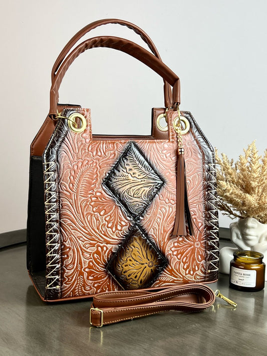 MOD. CRIS OJILLOS ROMBOS CAMEL/NEGRO