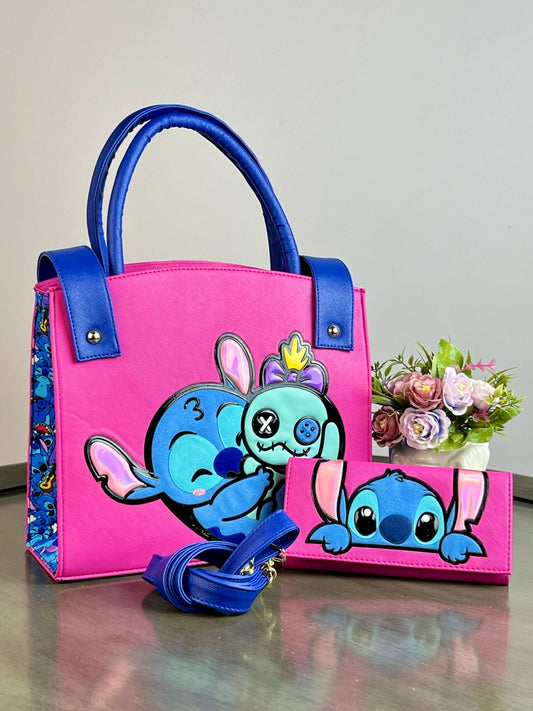 DUO BOLSO Y CARTERA PERSONAJE STICH ABRAZO FIUSHA