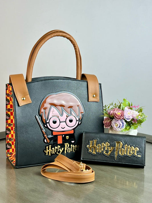 DUO BOLSO Y CARTERA PERSONAJE HARRY NEGRO