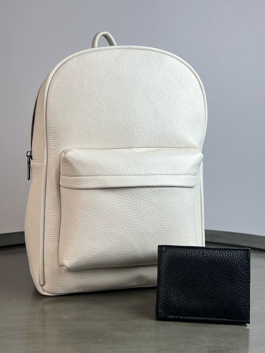 MOCHILA DE PIEL COLOR HUESO