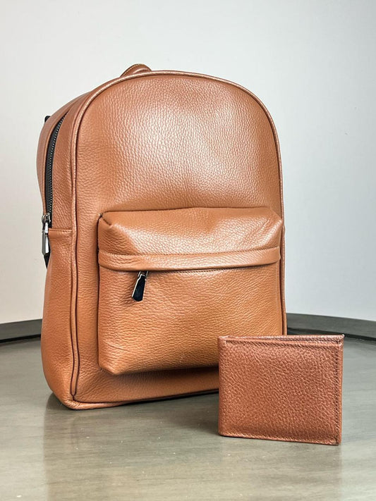MOCHILA DE PIEL COLOR CAMEL