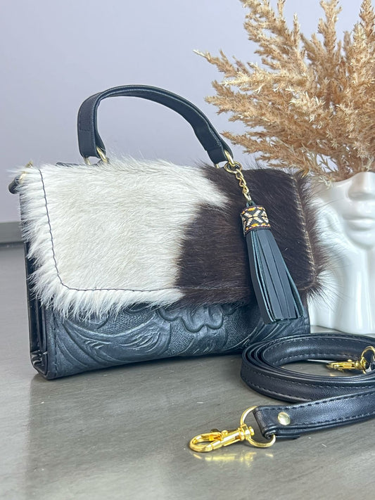 CROSSBODY DELIA NEGRO MATE PELO CAFE/BLANCO