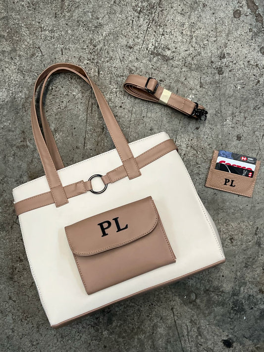 TOTE CARGO HUESO/MAQUILLAJE