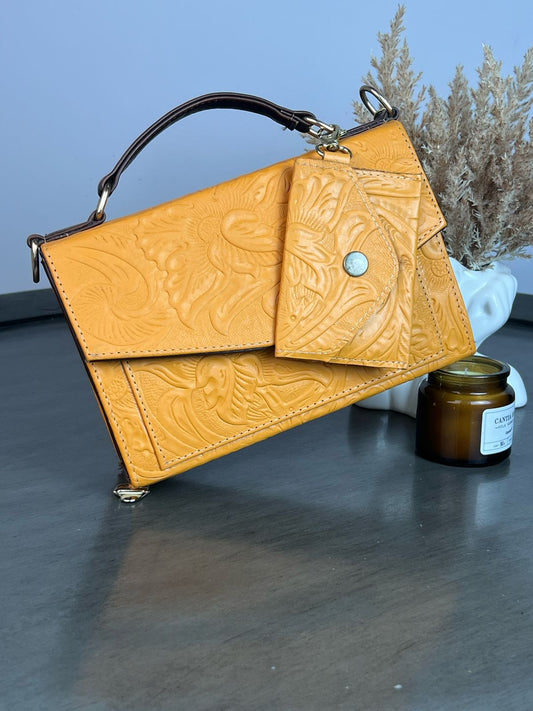 CROSSBODY PALOMA MOSTAZA/CHOCOLATE