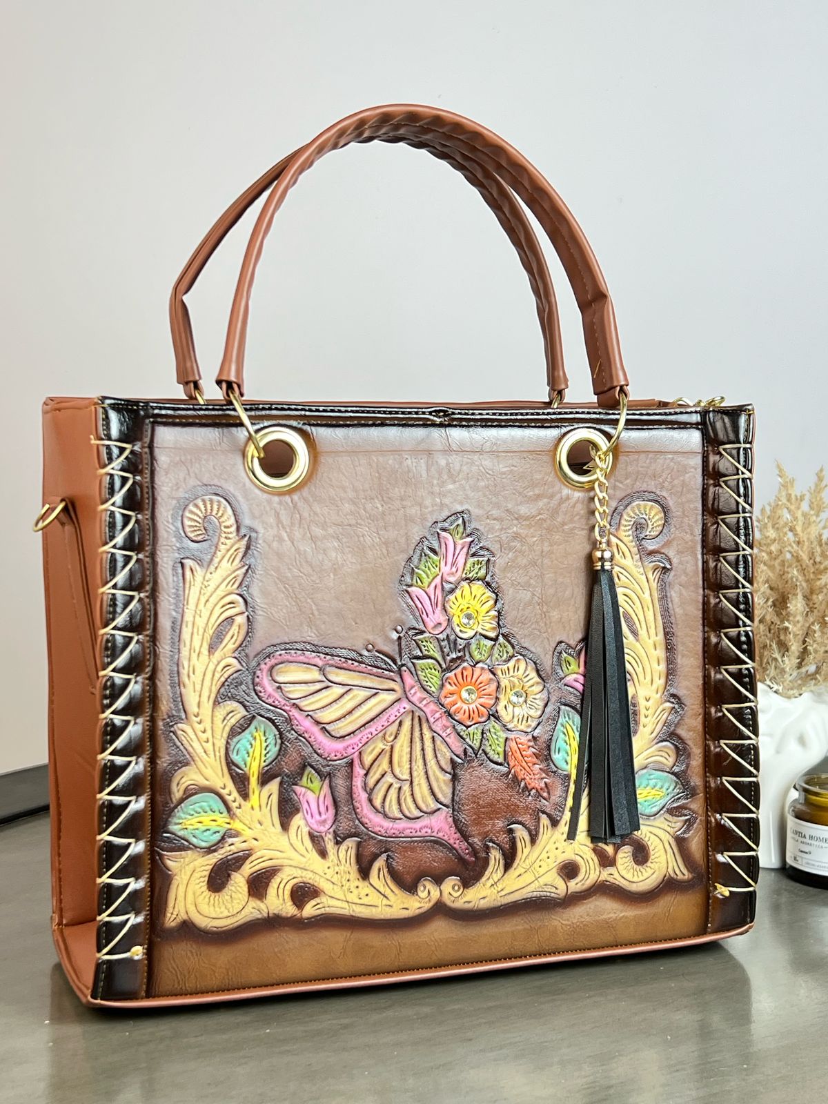 MOD. CRIS CUADRADA CAMEL MARIPOSA COLORES