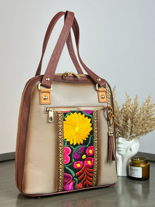 MOD. DOMDAR MOCHILA BIBI BAYLIS FRANJA BORDADA COLORES