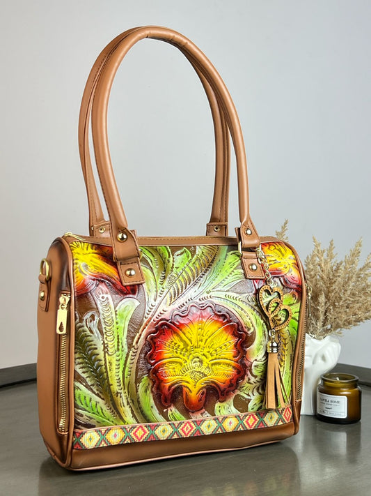 MOD. DOMDAR MIREYA CAMEL FLORES AMARILLO VERDE
