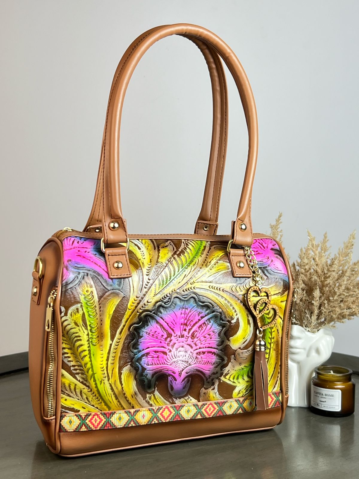 MOD. DOMDAR MIREYA CAMEL FLORES ROSA AMARILLO
