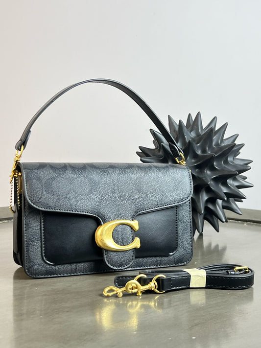 IMPORTACION CROSSBODY COACH ESTAMPADO NEGRO Y BOLSILLO LISO NEGRO