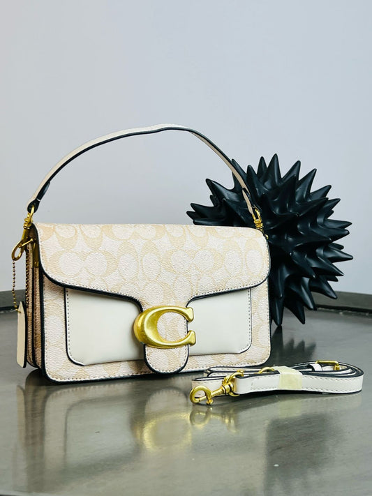 IMPORTACION CROSSBODY COACH ESTAMPADO BEIGE Y BOLSILLO LISO BEIGE