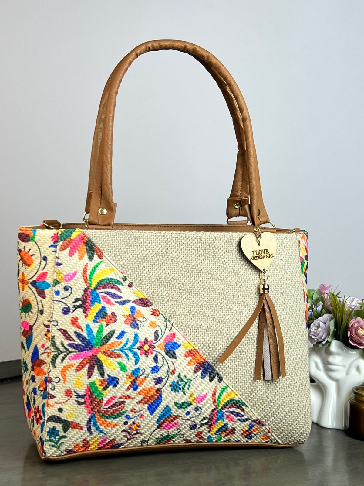 YUTE MODELO DIAGONAL NATURAL/OTOMI BLANCO