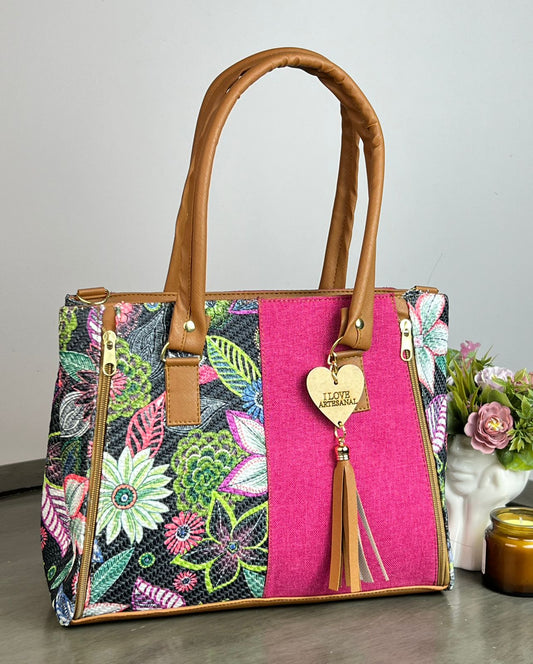 YUTE MODELO DOBLE CIERRE TINTO/FLORES NEGRO