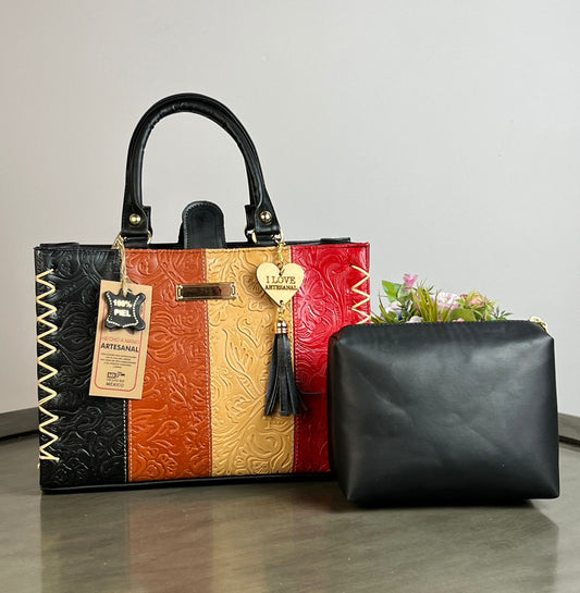 DUO ARTESANAL COMBO NEGRO FRANJAS TERRACOTA/NEGRO