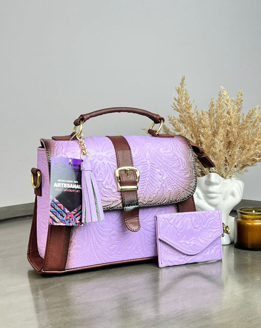 BOLSA DE CINTO ARTESANAL ABIGAIL LILA/COMINO