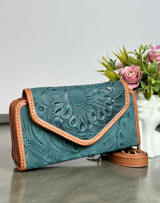 CARTERA PIEL TAPA VERDE ESMERALDA