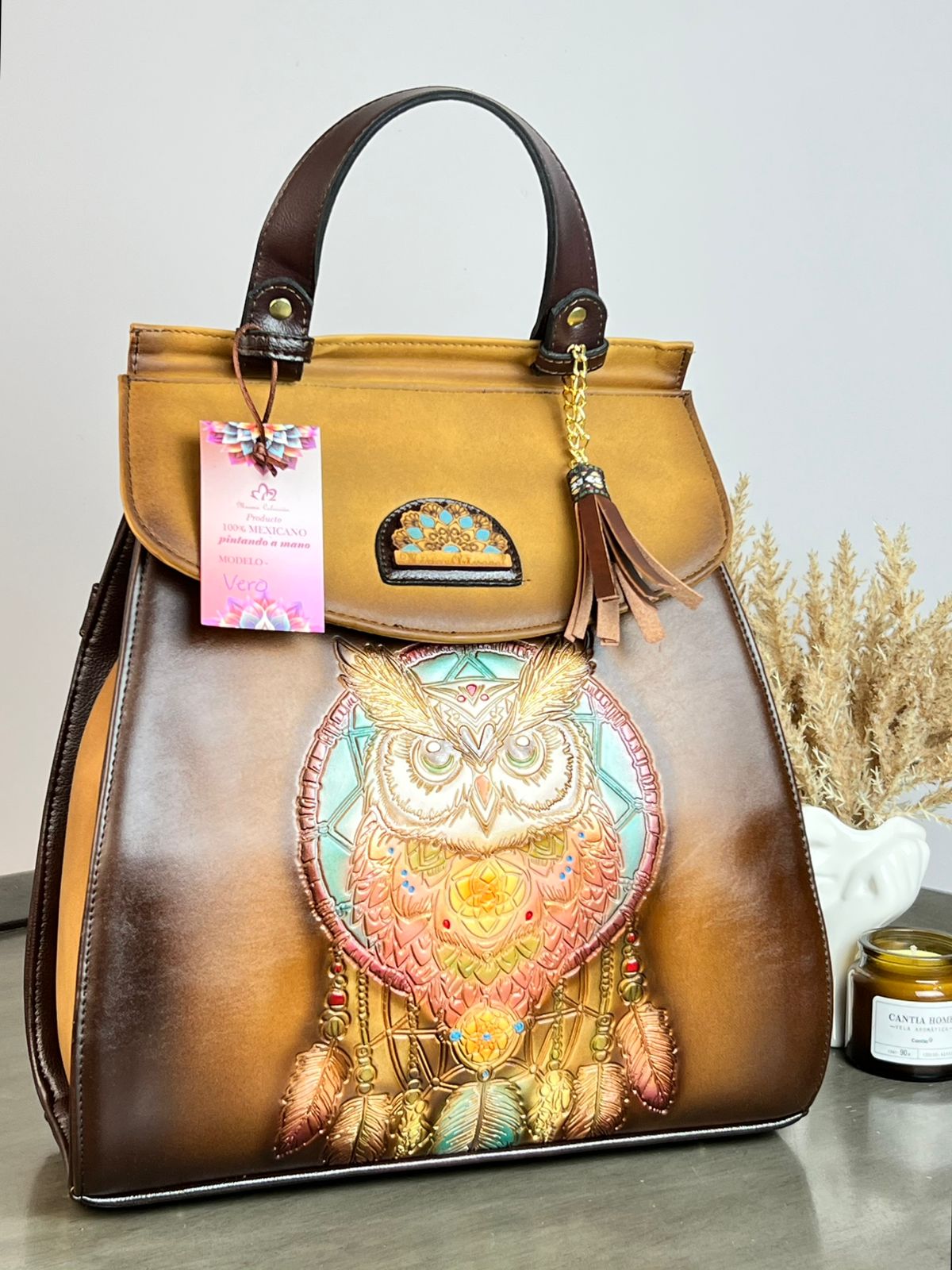 MAOMA GDE MOCHILA VERO BUHO MARRON/COLORES