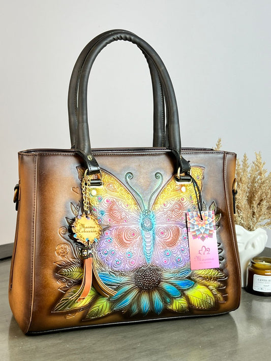 MAOMA GDE LILIANA MARIPOSA MARRÓN/TONOS LILA Y AMA