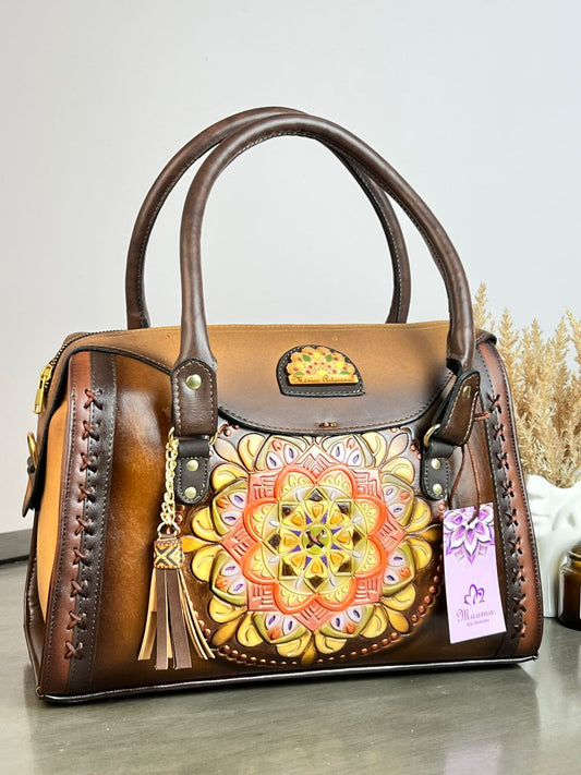 MAOMA GDE VICTORIA MANDALA MARRÓN/TONOS AMARILLO