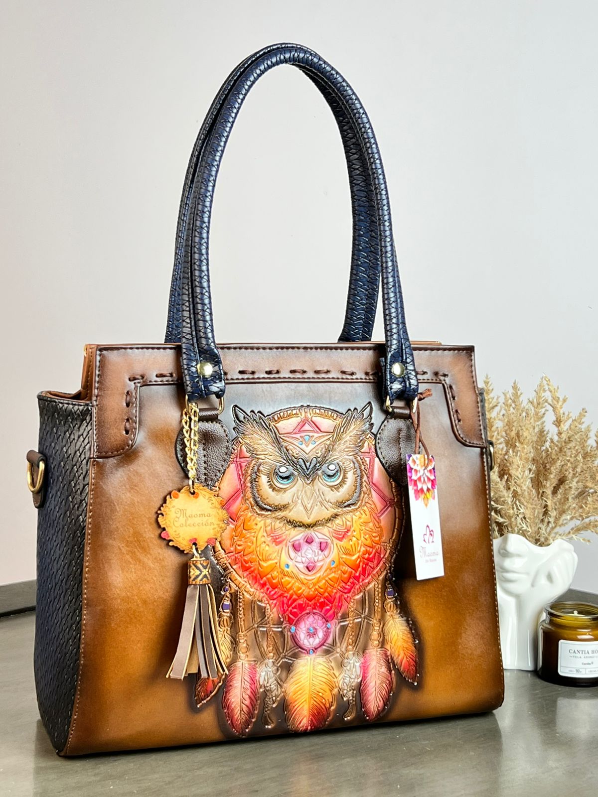 MAOMA GDE ROSY BUHO MARRÓN/TONOS ROJO