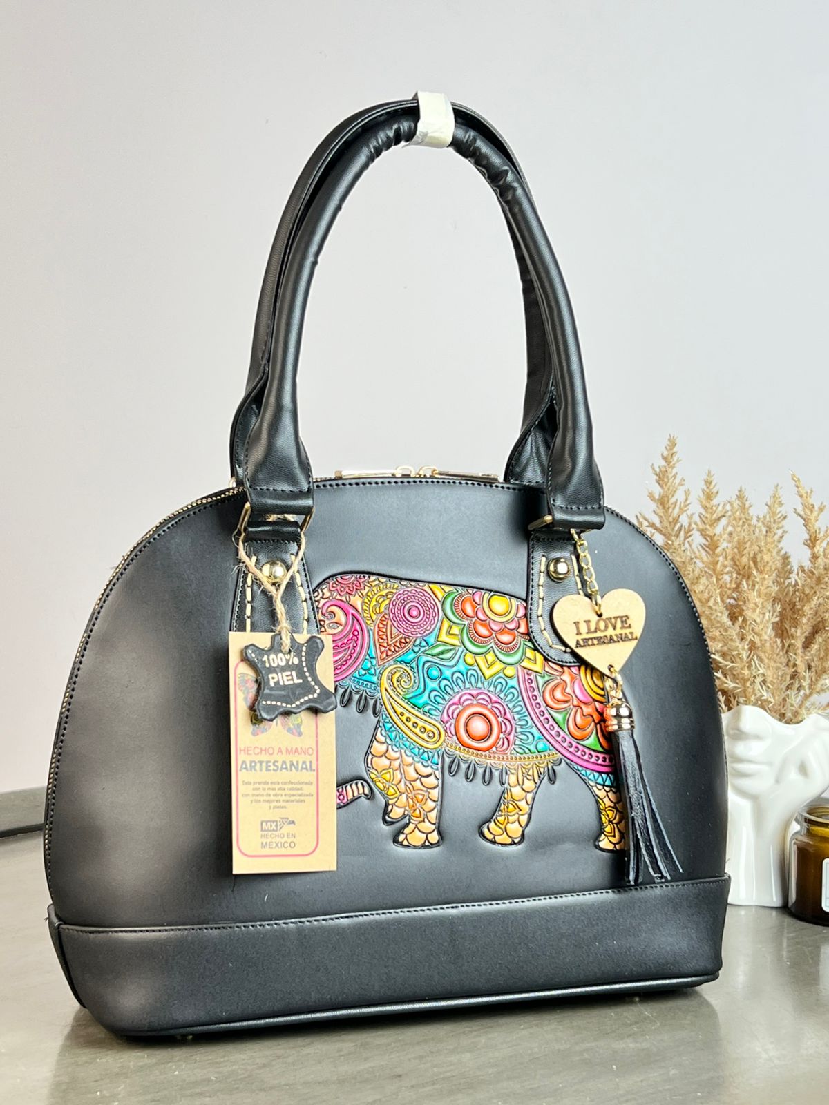 MOD ARTESANAL PACHITA 1 NEGRO ELEFANTE COLORES