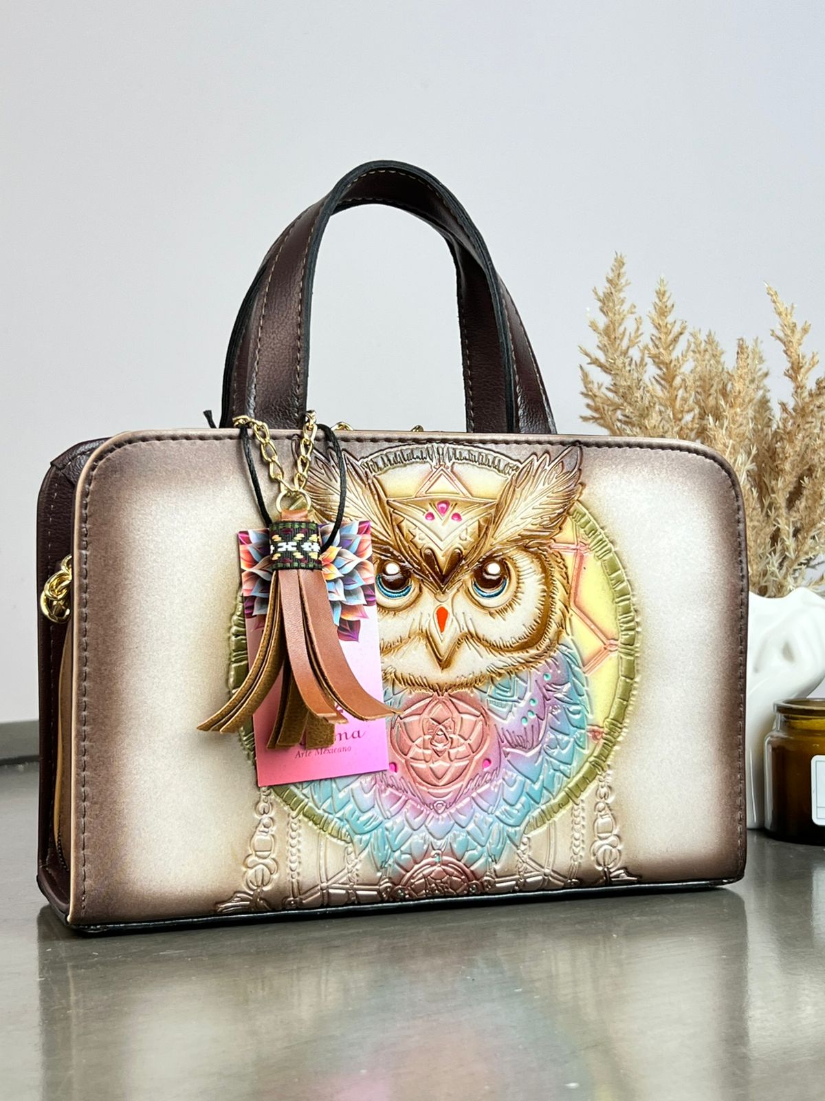 MAOMA CROSSBODY BUHO ARENA/TONOS AMARILLO Y AZUL