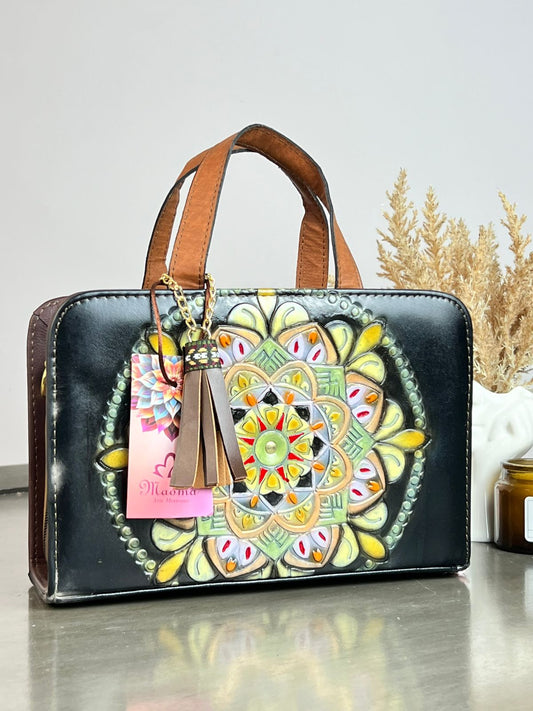 MAOMA CROSSBODY MANDALA NEGRO/TONO VERDE