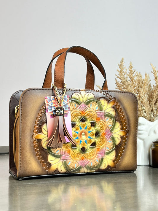 MAOMA CROSSBODY MANDALA CAMEL/TONOS AMARILLO