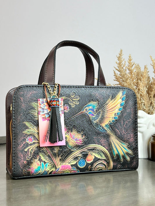 MAOMA CROSSBODY COLIBRI NEGRO MATE/TONOS AMARILLO