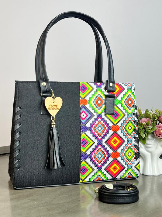 YUTE MODELO TEJIDA NEGRO/ROMBOS COLORES