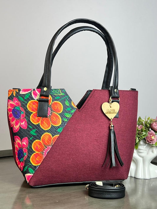 YUTE MODELO V YUTE VINO/FLORES NARANJA