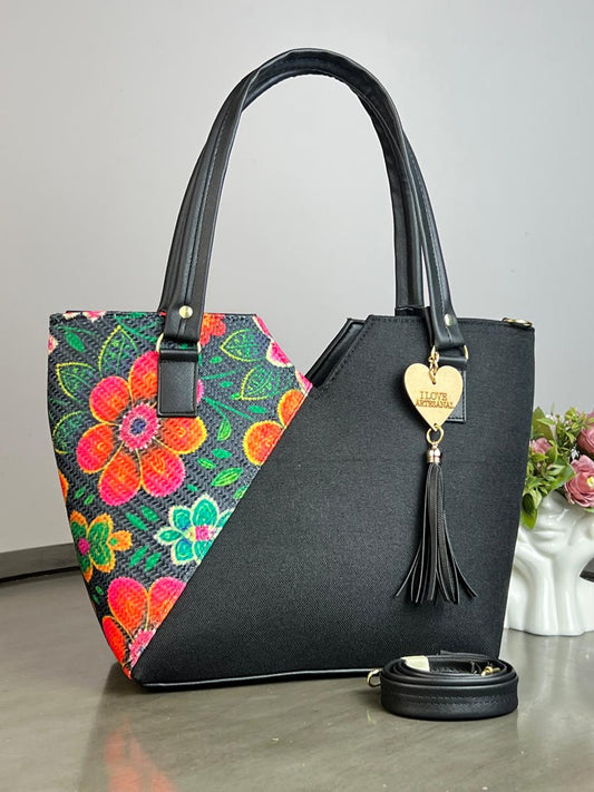 YUTE MODELO V YUTE NEGRO/FLORES NARANJA