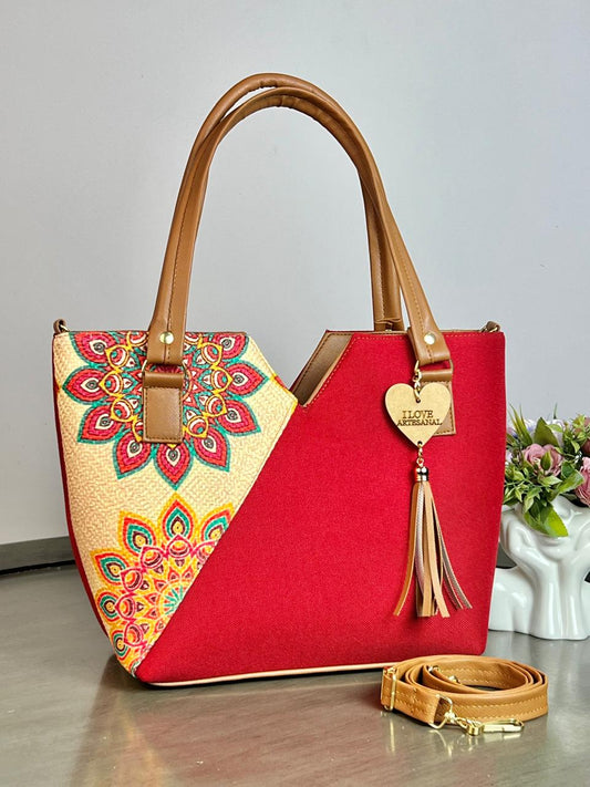 YUTE MODELO V YUTE ROJO/FLORES BEIGE