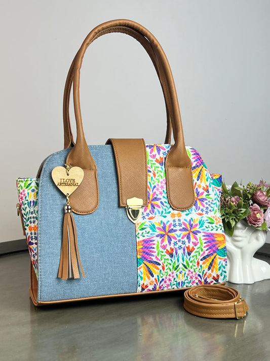 YUTE MODELO BROCHE AZUL MEZCLILLA/OTOMI BLANCO