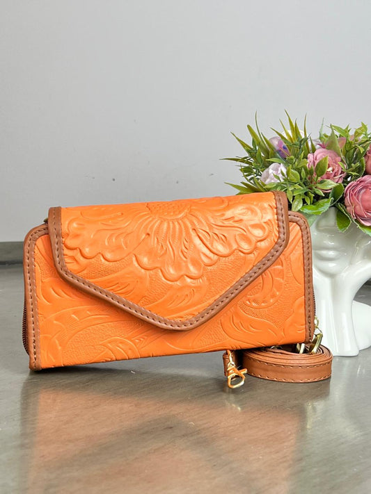 CARTERA PIEL TAPA NARANJA