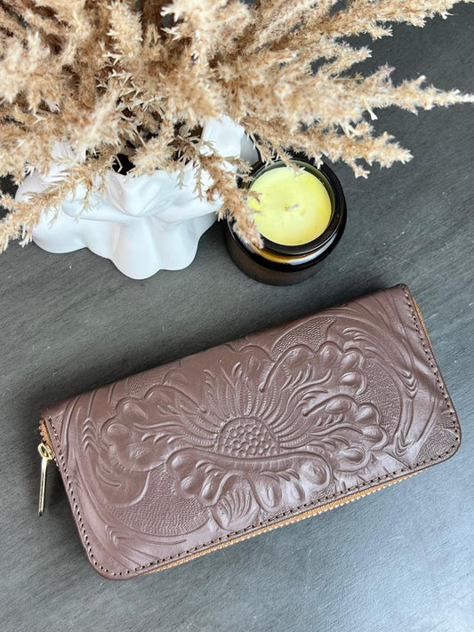 CARTERA 1 CIERRE FLORES CHOCOLATE
