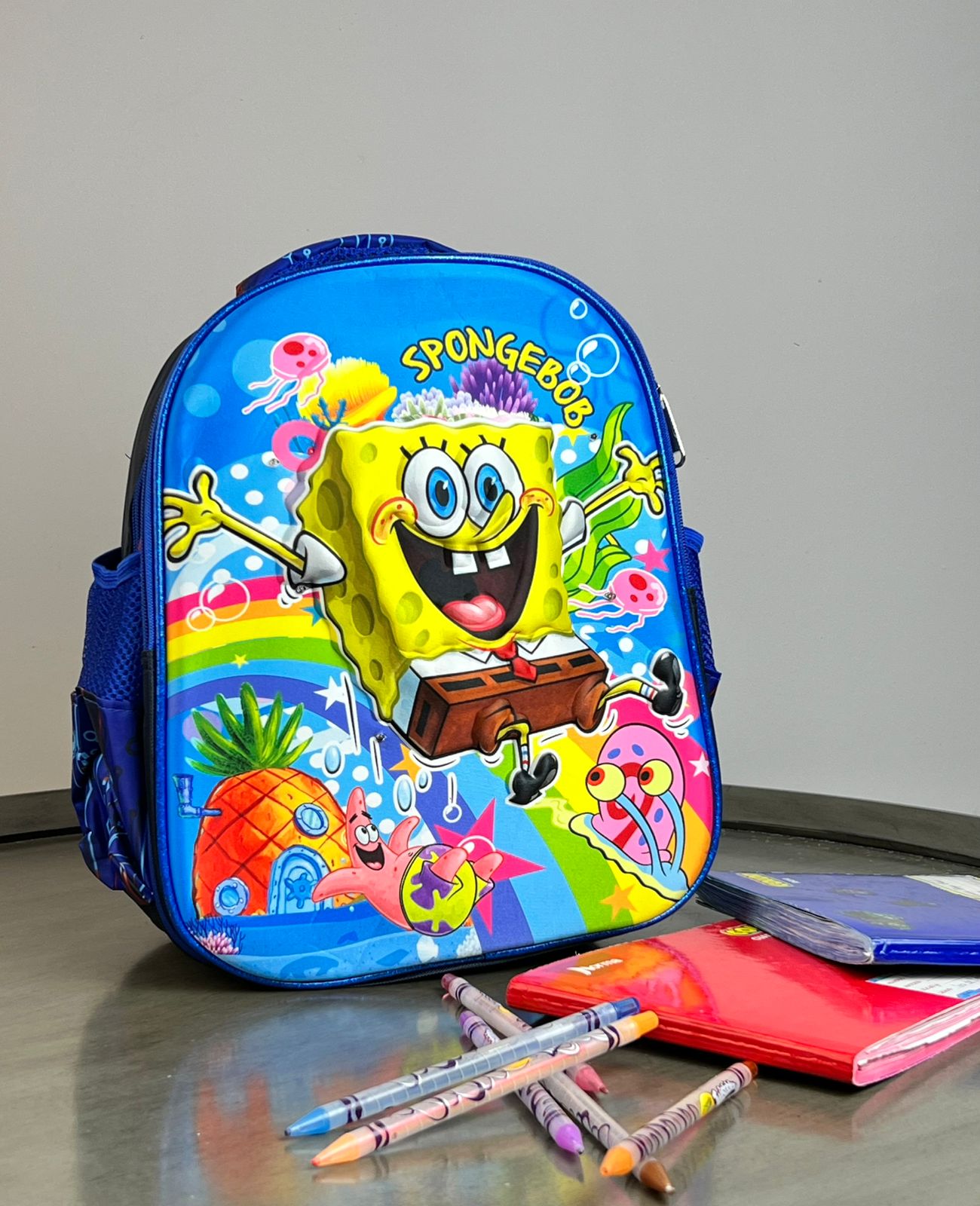 MOCHILA KYNDER PERSONAJES 3D BOB ESPONJA AZUL