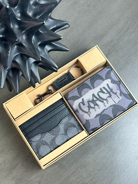 SET CARTERA COACH ESTAMPADO GRIS/LOGO COACH