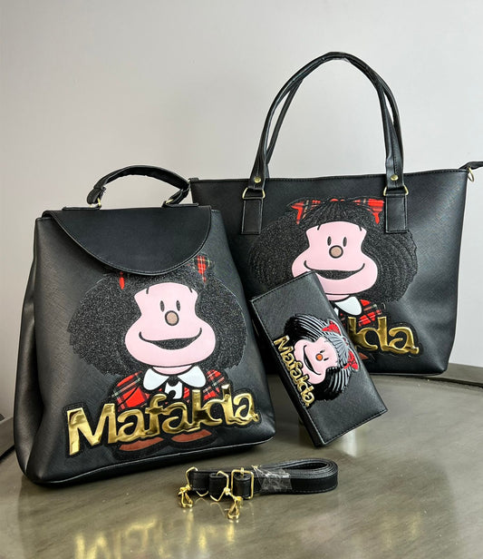 COMBO PERSONAJES MAFALDA NEGRO