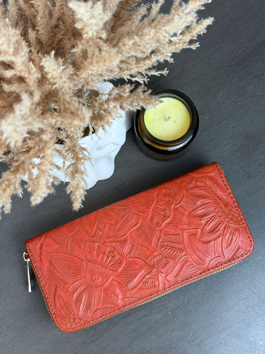 CARTERA 1 CIERRE GIRASOLES TERRACOTA