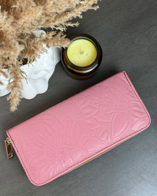 CARTERA 1 CIERRE GIRASOLES ROSA