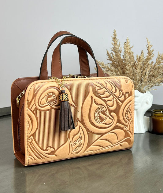CROSSBODY DOBLE CARA ALCATRACES AVELLANA