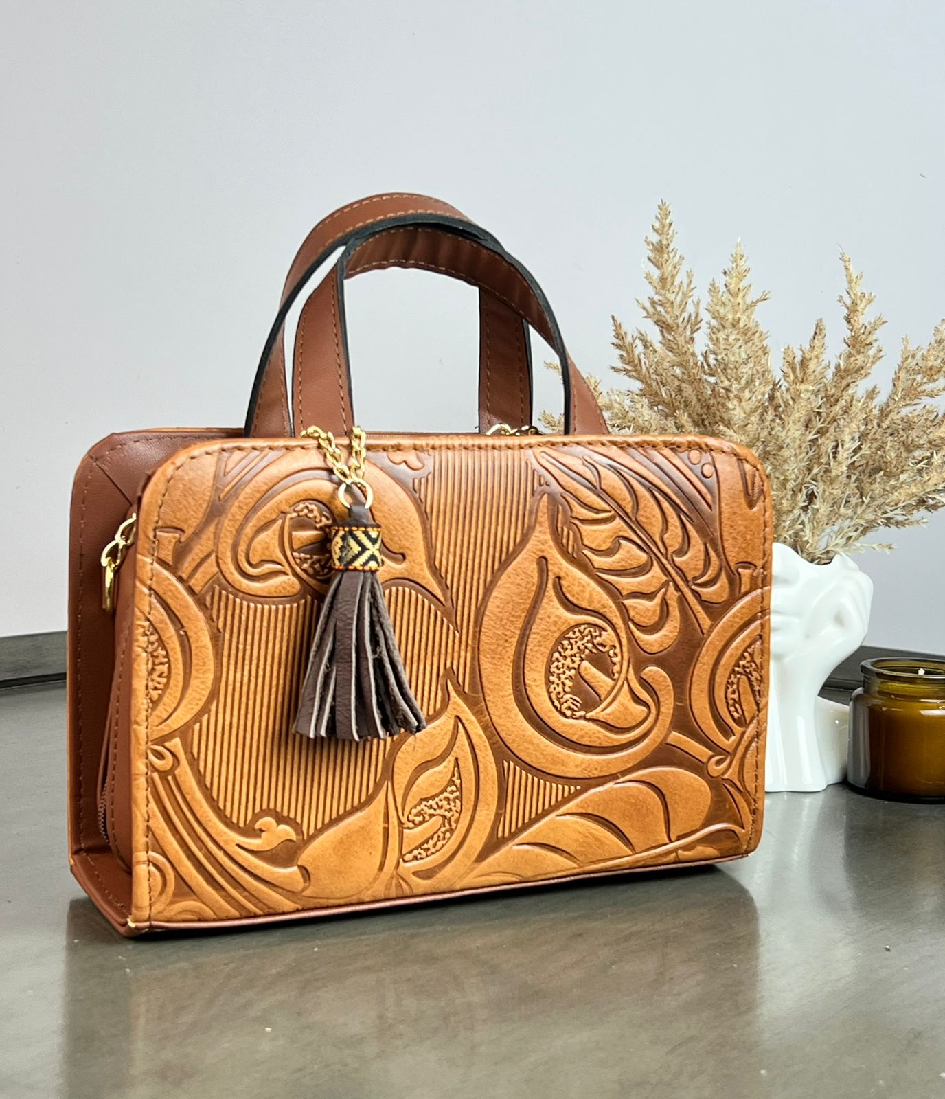 CROSSBODY DOBLE CARA ALCATRACES CAMEL