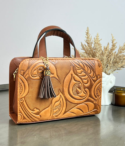 CROSSBODY DOBLE CARA ALCATRACES CAMEL