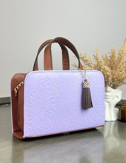 CROSSBODY DOBLE CARA FLORES LILA