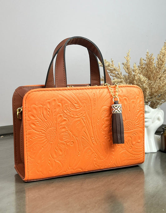 CROSSBODY DOBLE CARA FLORES NARANJA